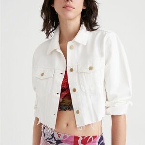 NWT - Desigual White Denim Cropped Jacket - Size M